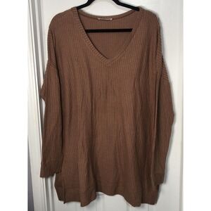 Zenana Women's V-Neck Hi-Low Soft Brushed Thermal Waffle Sweater -‎ Size XL